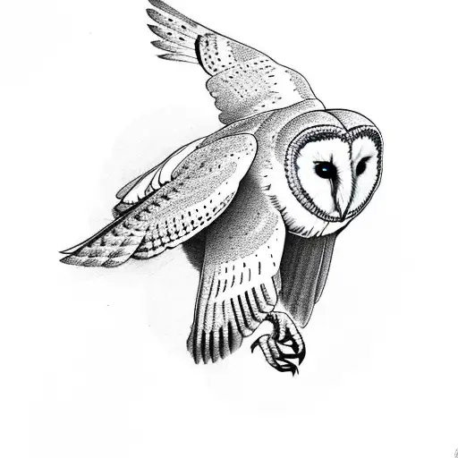barn owl flying with rabbit in claws tattoo design idea