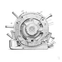 wrenches, pistons, gears, $100 bills, and a semi truck in a collage tattoo design idea