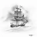 Ship in storm tattoo design idea