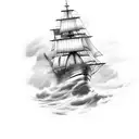 Ship in storm tattoo design idea