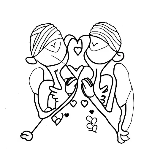 A simple and meaningful tattoo of two friends hugging each other tightly, representing their bond of love and friendship tattoo design idea