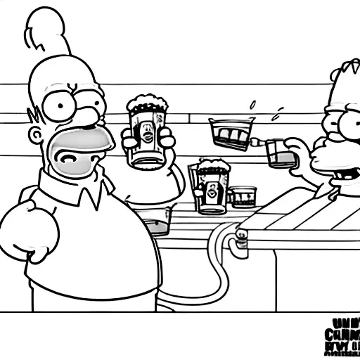 create an image of Homer Simpson and Barney Gumble toasting a beer  tattoo design idea