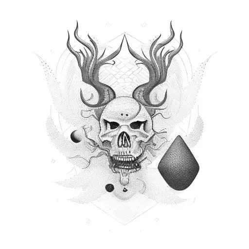 A collection of strange objects arranged in a curio cabinet tattoo design idea