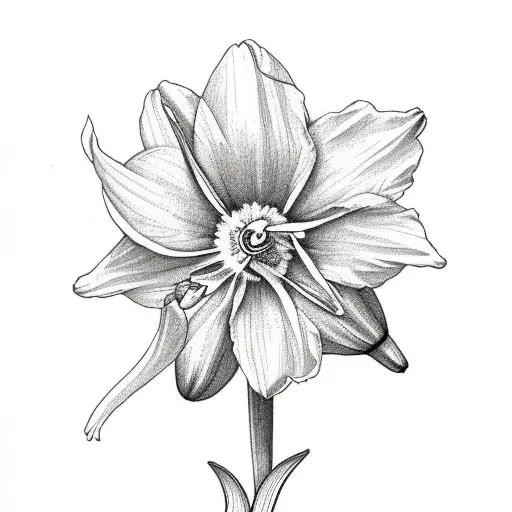 daffodil, aster, morning glory, jonquil tattoo design idea