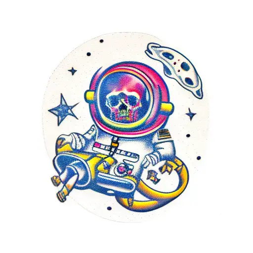 Dead Astronaut falling from space tattoo design idea