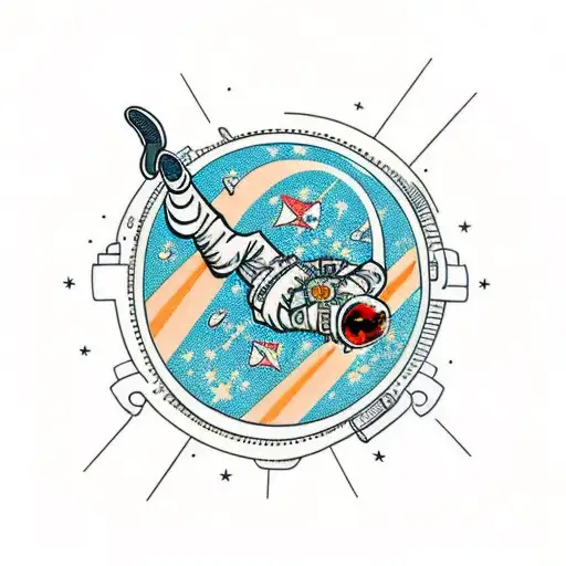 Dead Astronaut falling from space tattoo design idea