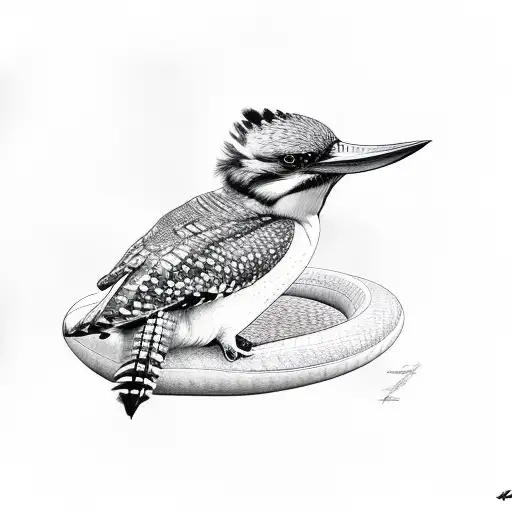 Kookaburra eating a snake tattoo design idea