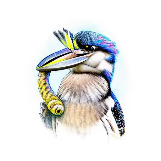 Kookaburra holding a snake in its beak tattoo design idea