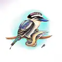 Kookaburra holding a snake in its beak tattoo design idea