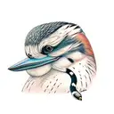 Kookaburra holding a snake in its beak tattoo design idea