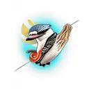 Kookaburra holding a snake in its beak tattoo design idea