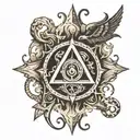 god symbol in alchemy tattoo design idea