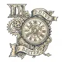 tattoo on inside of forearm that says "DO BETTER" in steampunk theme clock each letter is a number on the clock tattoo design idea