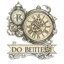 tattoo on inside of forearm that says "DO BETTER" in steampunk theme clock each letter is a number on the clock tattoo design idea