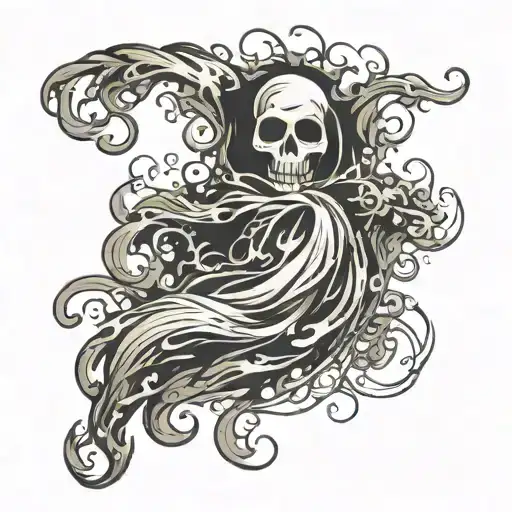 a wispy black ghost made of smoke forming the shape tattoo design idea