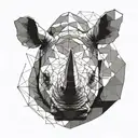 Rhino head black and white, south africa continent eye tattoo design idea