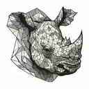 Rhino head black and white, south africa continent eye tattoo design idea