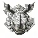 Rhino head black and white, south africa continent eye tattoo design idea