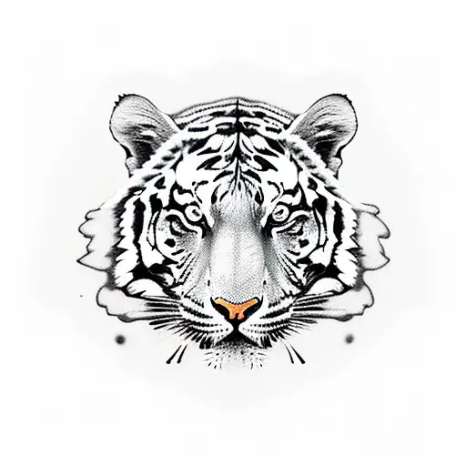 Tiger walking tattoo design idea