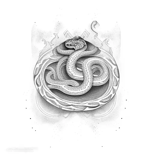 karma with snakes and balance reputation and mental health tattoo design idea