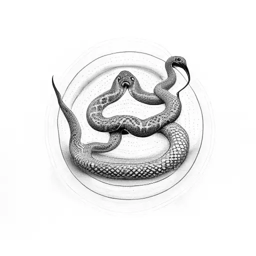 karma with snakes and balance tattoo design idea