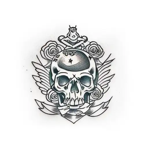 pile of skulls tattoo design idea