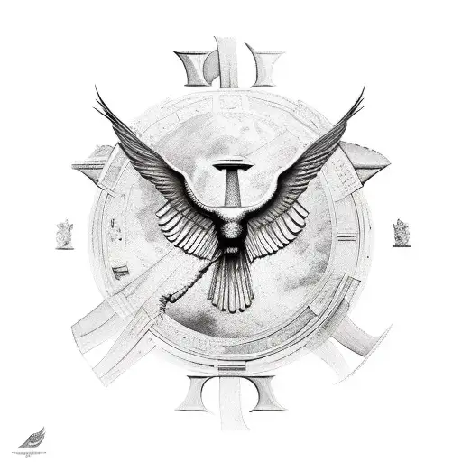 Icarus falling with Roman numerals surround  tattoo design idea