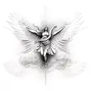 Icarus falling with Roman numerals surround  tattoo design idea