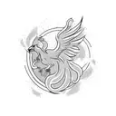 luck, phoenix, mystical, solid lines, black. tattoo design idea