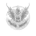 luck, phoenix, mystical, solid lines, black. tattoo design idea