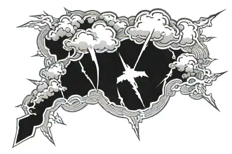 clouds and lightning  tattoo design idea
