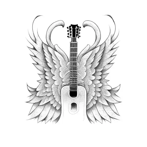 A guitar with wings tattoo design idea