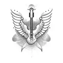 A guitar with wings tattoo design idea