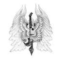 A guitar with wings tattoo design idea