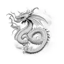 Dragon, Determination text,Snake tattoo design idea