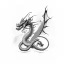 Dragon, Determination text,Snake tattoo design idea