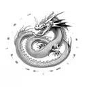 Dragon, Determination text,Snake tattoo design idea