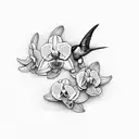orchid with hummingbird tattoo design idea