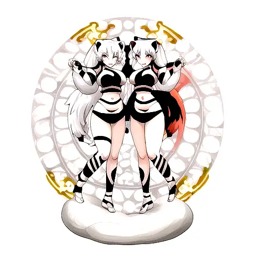 white tiger eye with "Yin and Yang" background tattoo design idea