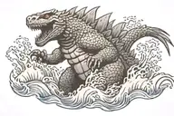 Godzilla breaching the water tattoo design idea