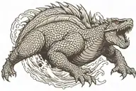 Godzilla breaching the water tattoo design idea