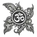 om symbol with trident tattoo design idea