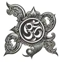 om symbol with trident tattoo design idea