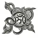 om symbol with trident tattoo design idea