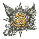 om symbol with trident tattoo design idea