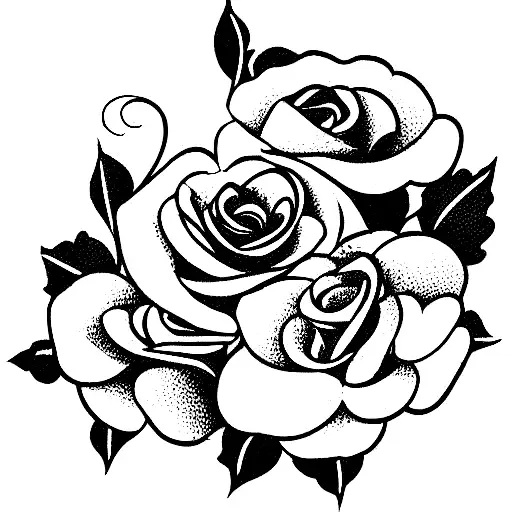 snap bouquet with violets, roses, and chrysanthemums tattoo design idea