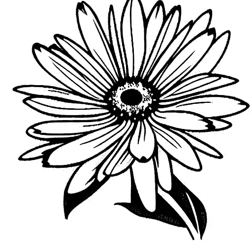 Daisy, larkspur and aster flower bouquet tattoo design idea