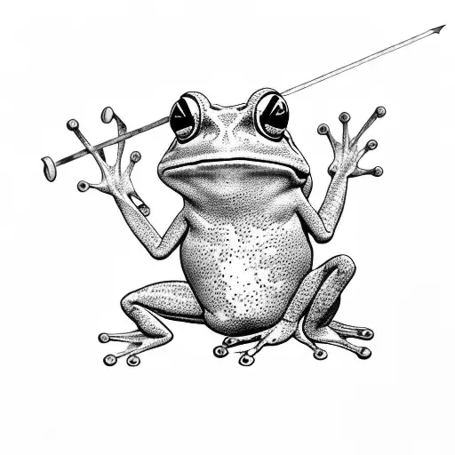 Frogs fencing sabre tattoo design idea
