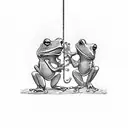 Frogs fencing sabre tattoo design idea