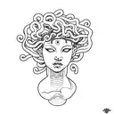 Medusa based on black girl combined with sun tattoo design idea